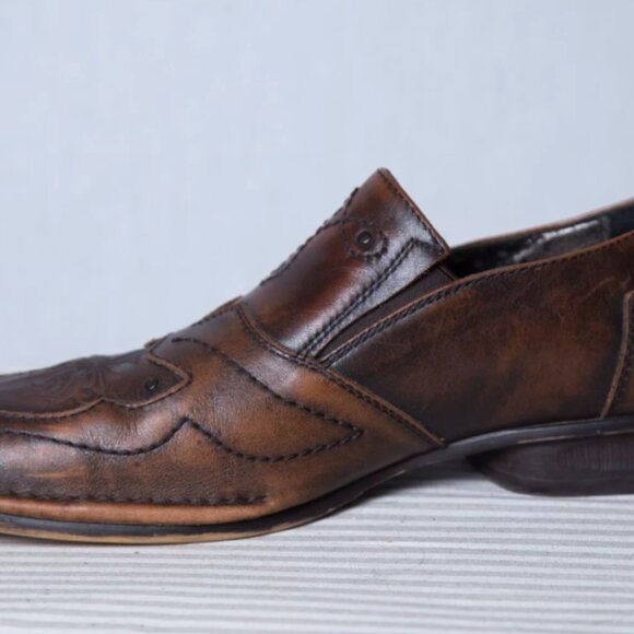 Men\'s Lounge By Mark Nason Studded U Rock Slip On Loafers Brown Shoes Sz 9 main image 7